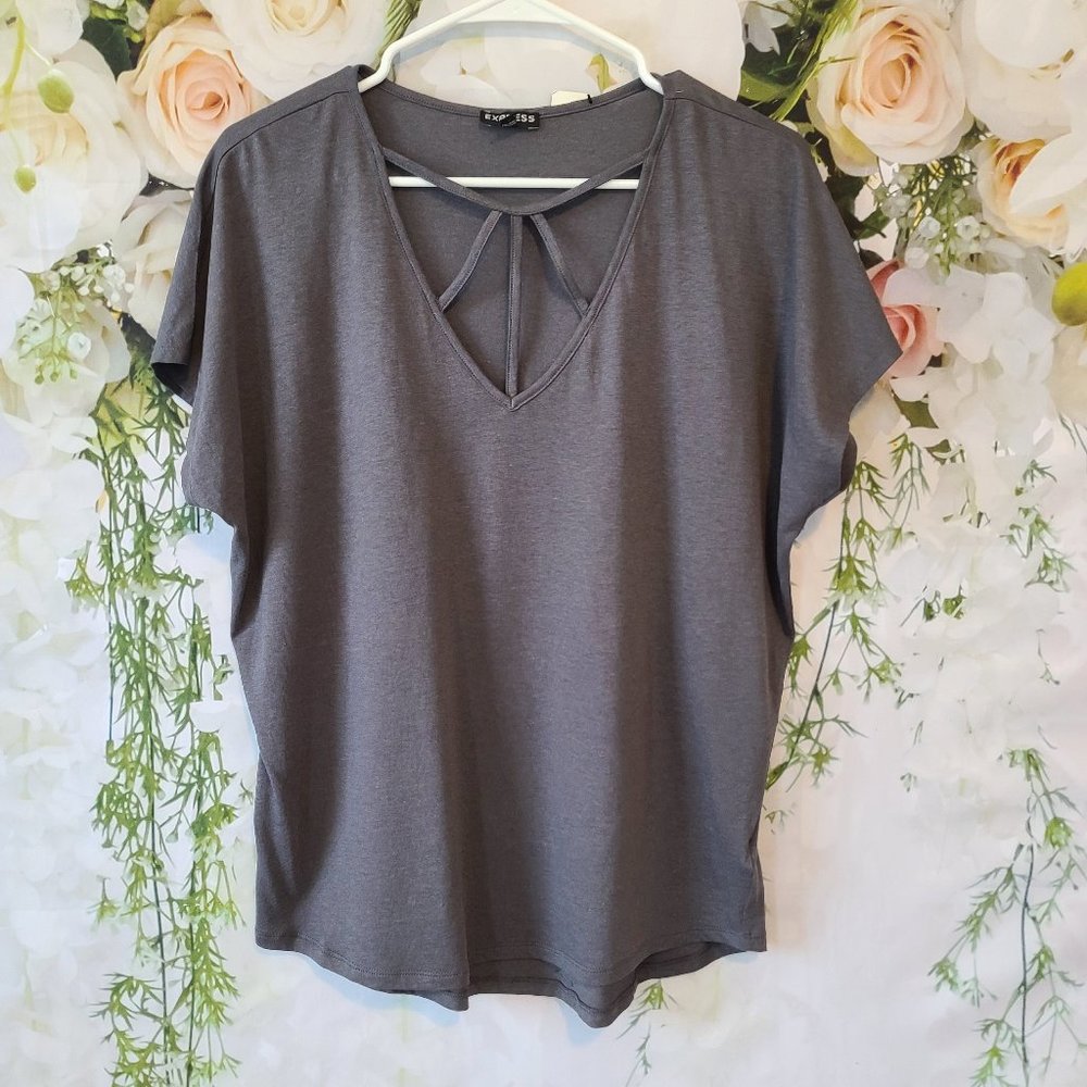 Express peekaboo grey t-shirt NWT